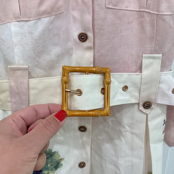 House of Maguie Tropical Mode Palm Print Utility Pockets Flared TrousersJumpsuit - Picture 6 of 17